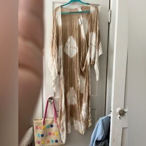 Free People Spellbound Full Length Tie Dye Long Kimono One Size Boho Cover-Up